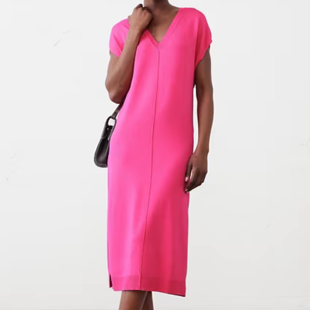 Banana Republic Vibrant Pink Midi Sweater Dress